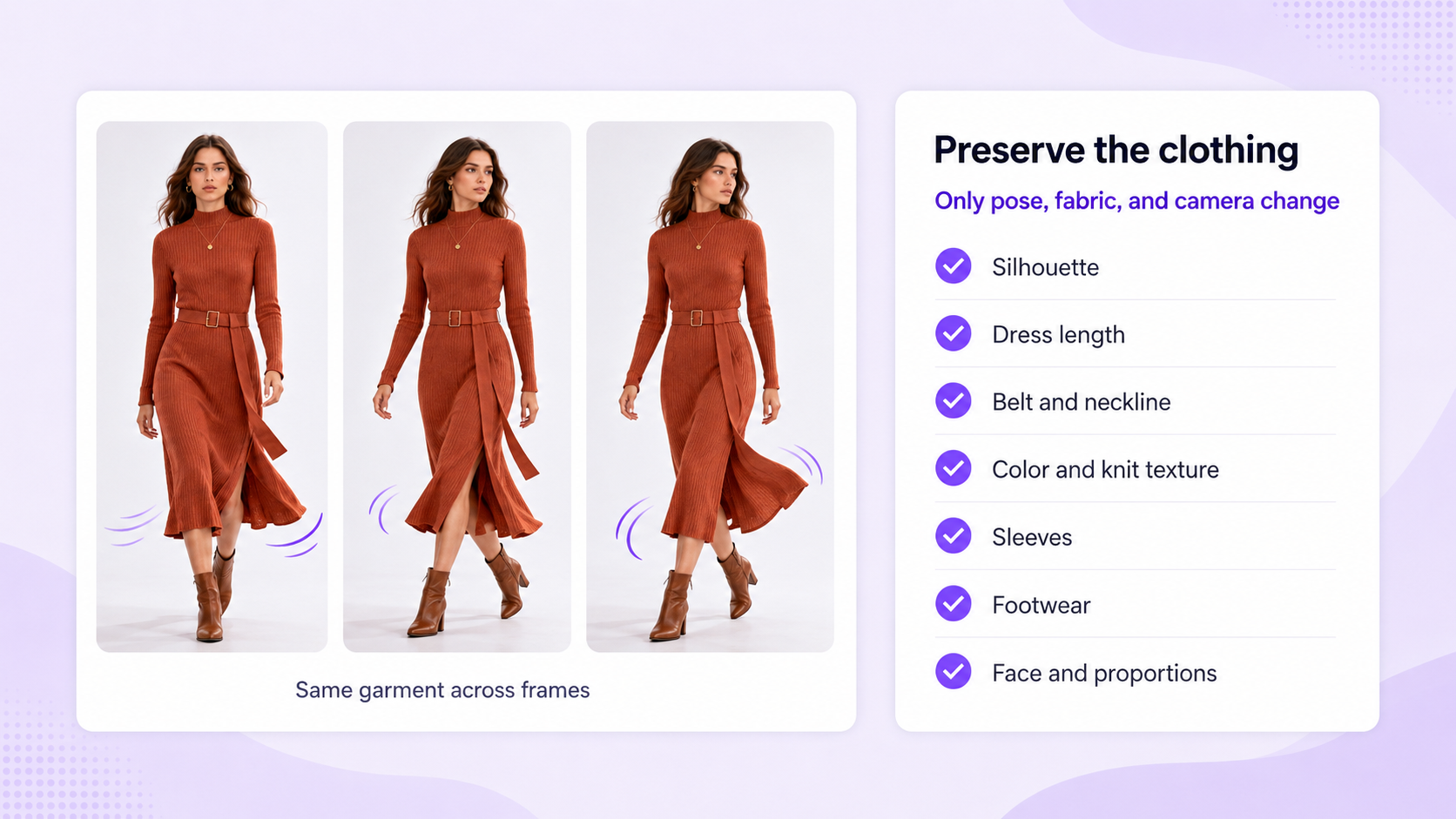 Checklist for keeping clothing consistent in AI fashion videos