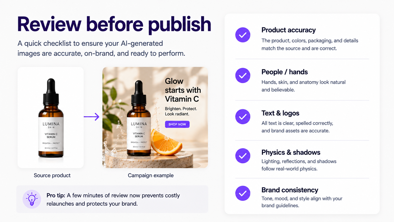 Checklist for businesses reviewing AI-generated product, marketing, and advertising images