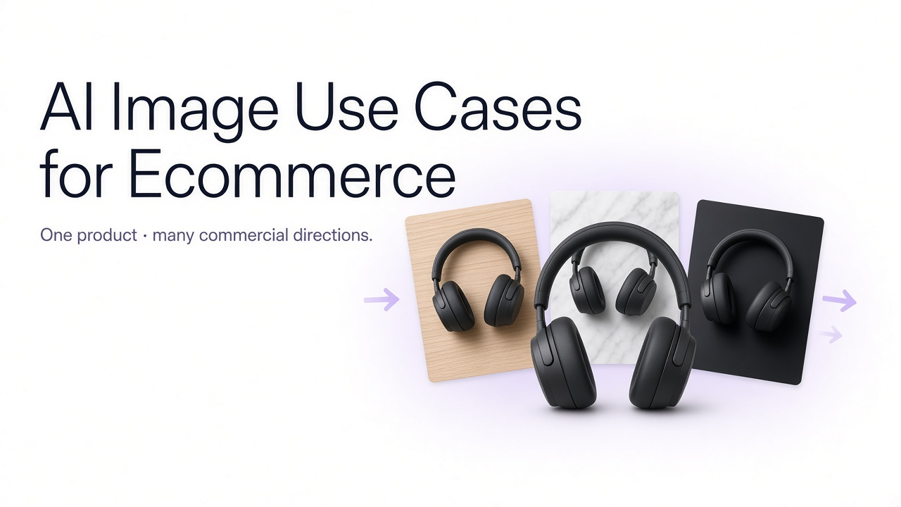 Ecommerce product transformed into multiple AI-generated product photography and campaign scenes