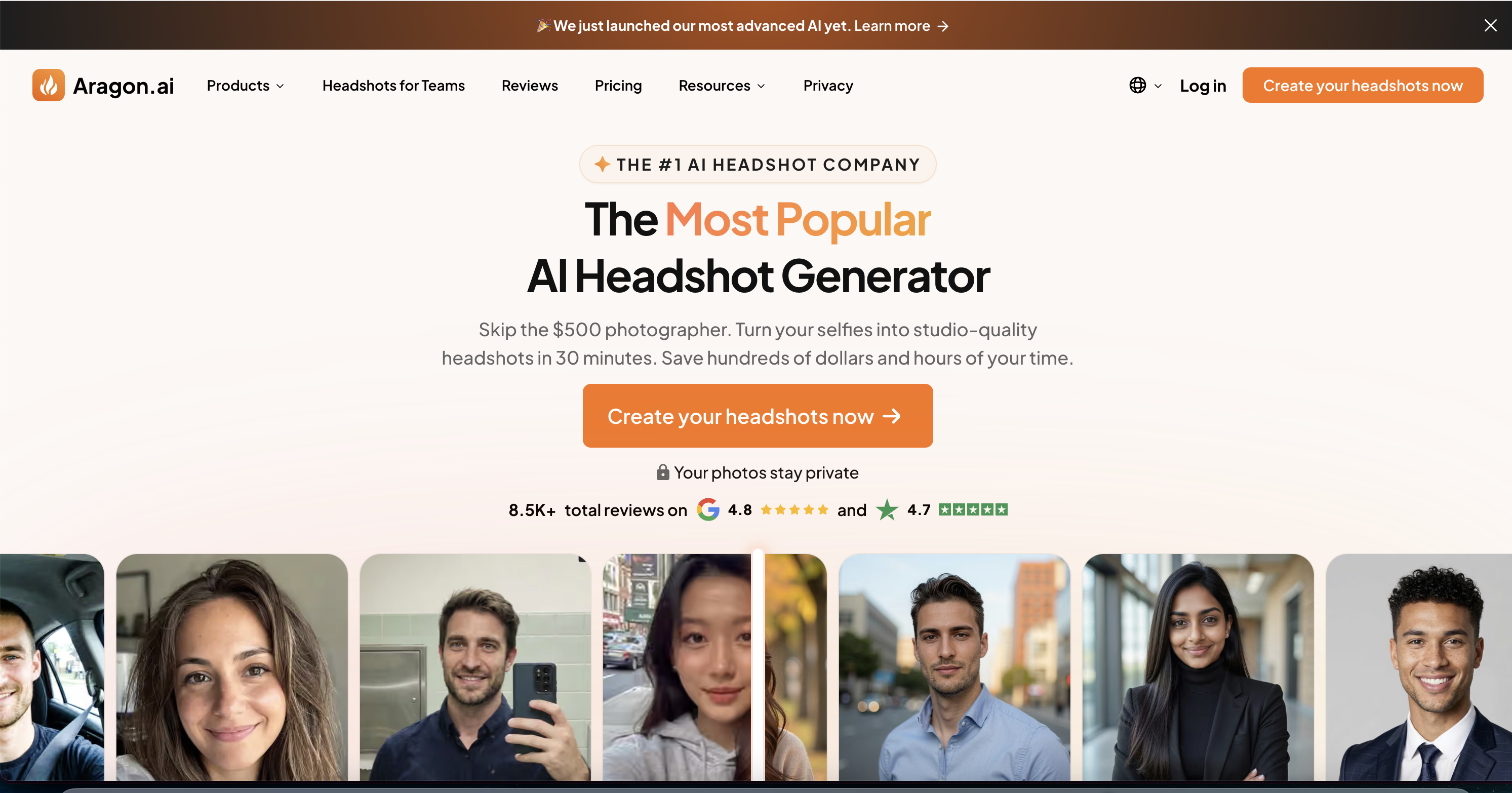 Aragon AI professional headshot examples showing different outfits, studio backgrounds, and business portrait styles