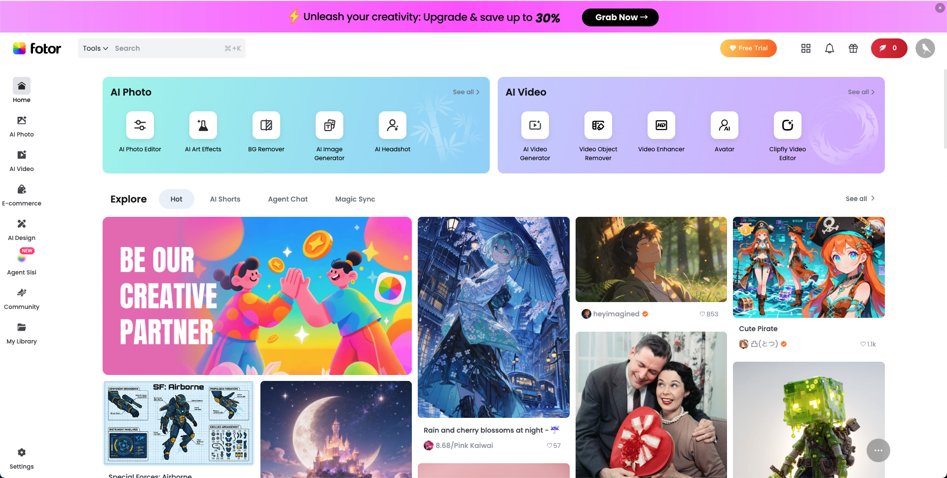 Fotor online AI photo editor with image enhancement, background removal, object removal, retouching, and upscaling tools