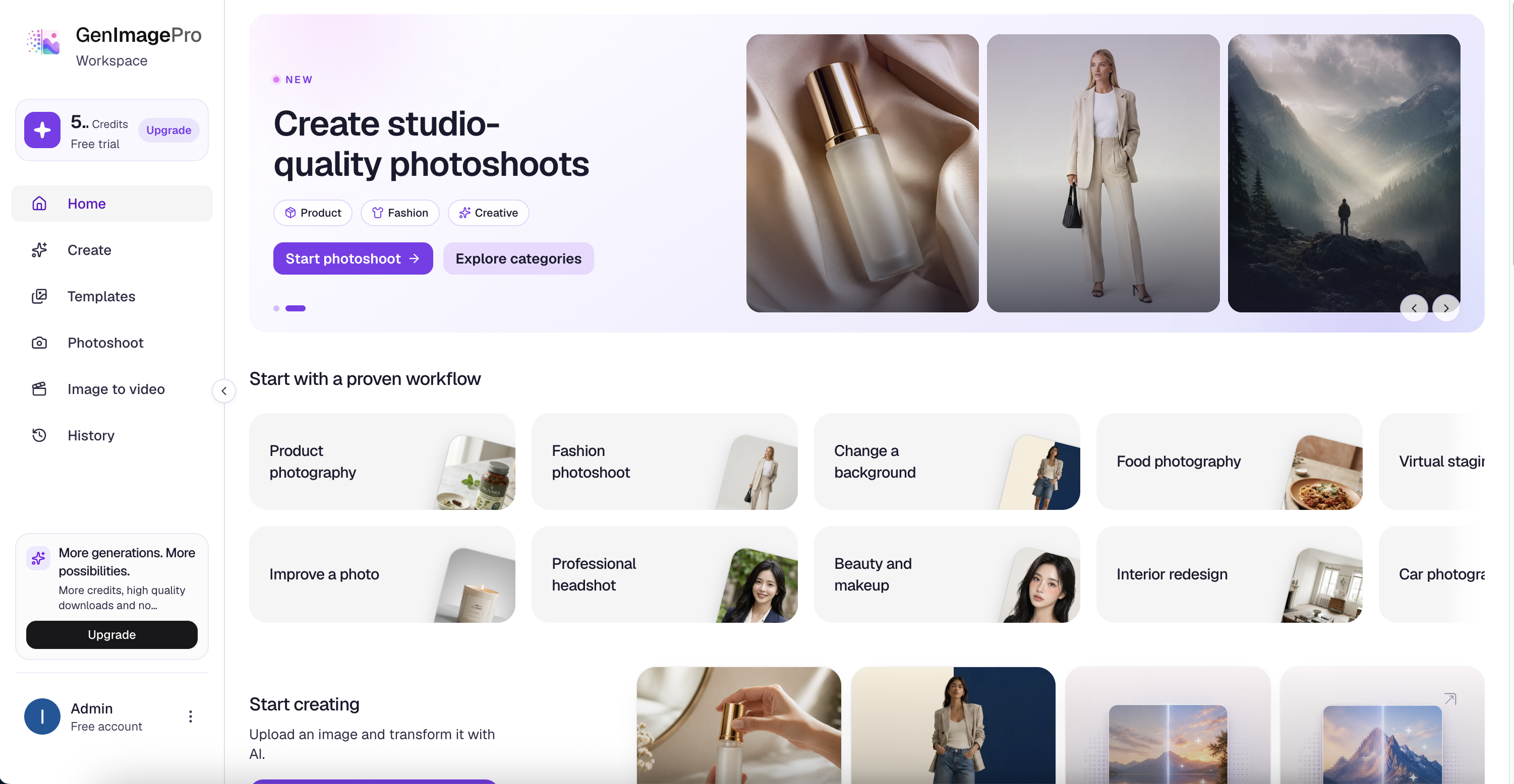 GenImagePro image-first product photo to AI video workflow for ecommerce product videos