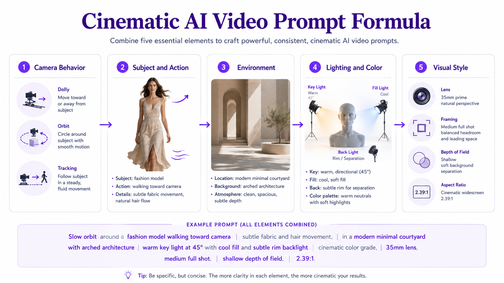 AI video shot types including wide shot, full shot, medium shot, close-up, and extreme close-up