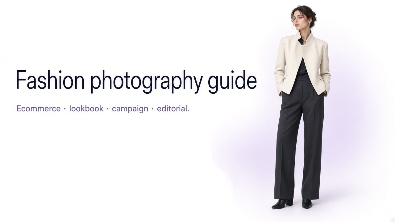 Fashion model photographed in a clean editorial studio wearing a structured contemporary outfit