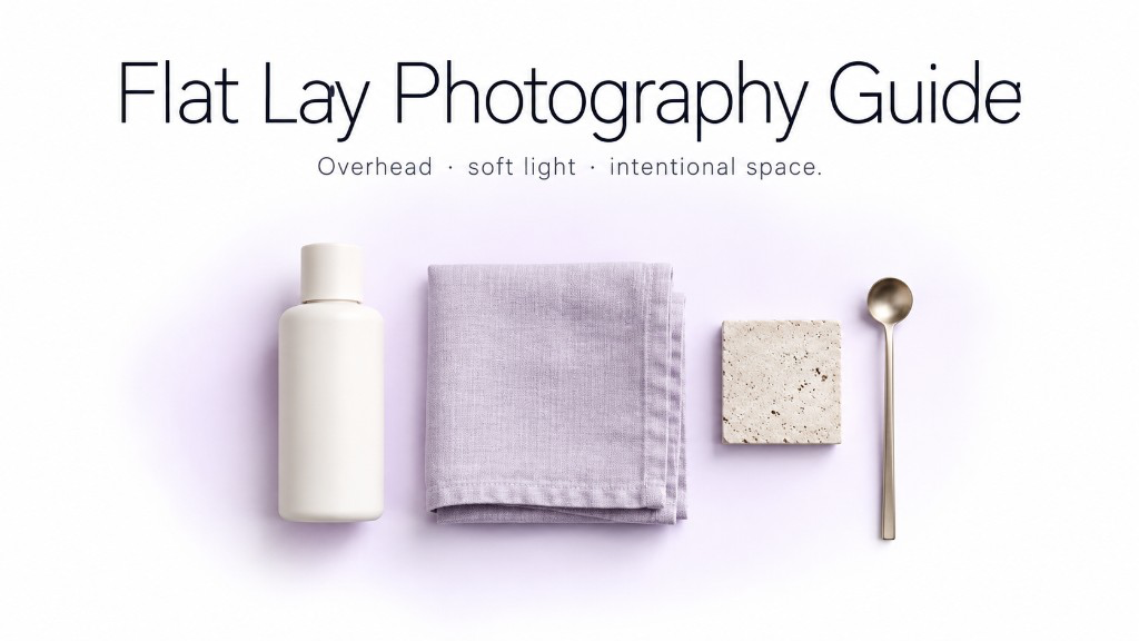 Professional flat lay product photography setup with neatly arranged objects photographed from above