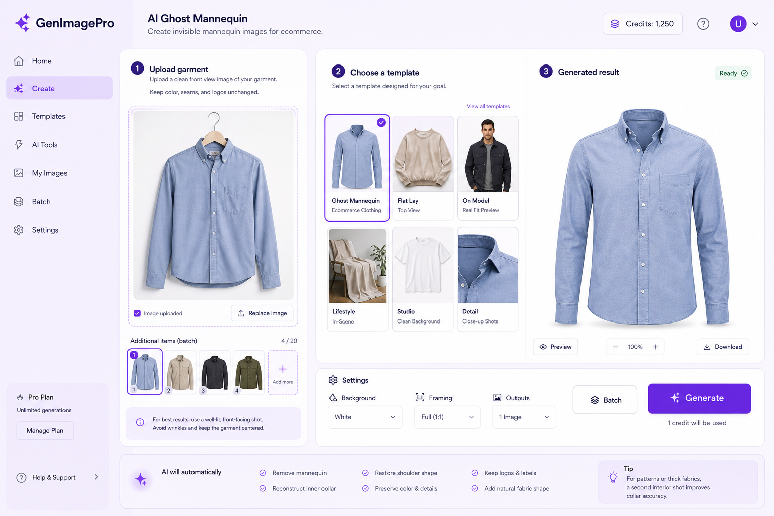 AI ghost mannequin photography workflow for ecommerce clothing
