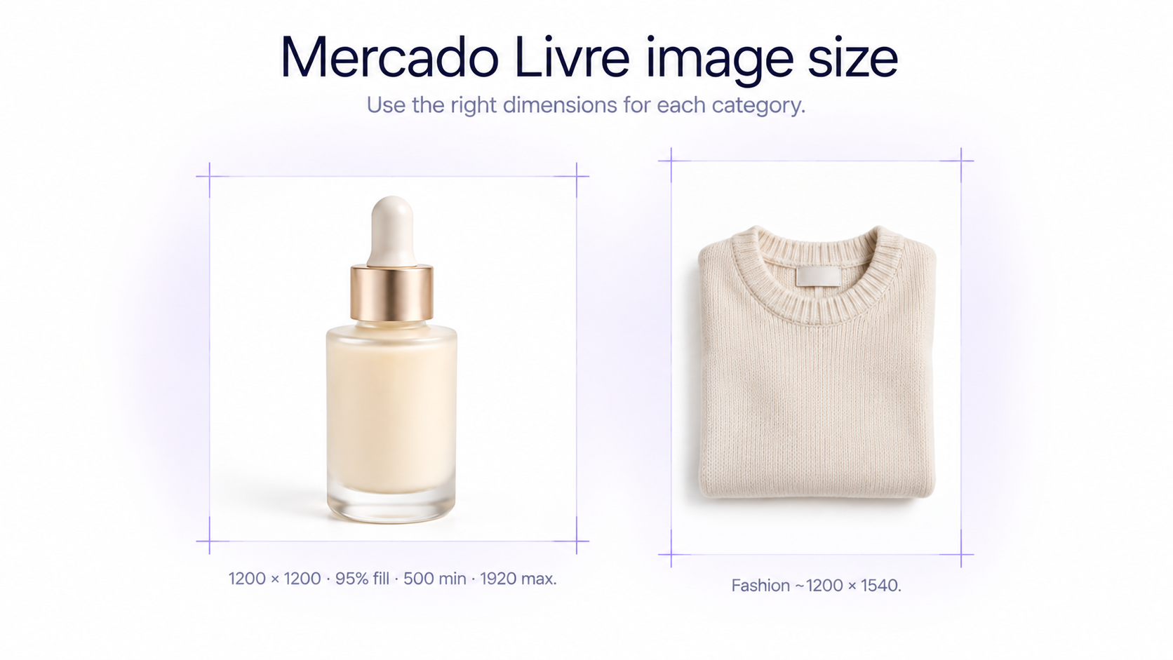Imagen cuadrada de producto de Mercado Livre de 1200 por 1200 con un 95 por ciento de relleno junto a un recorte de moda más alto
