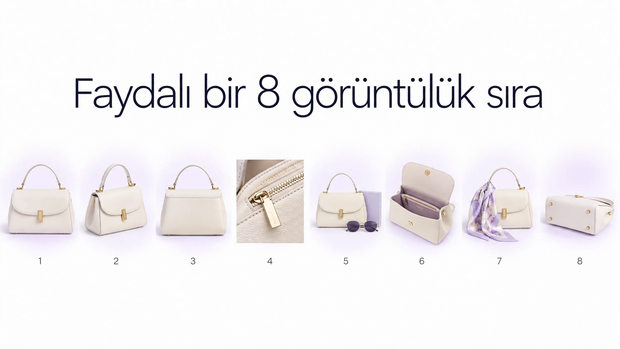 Kapak karesinden detay ve yaşam tarzı görünümlerine uzanan sekiz görsellik Trendyol galeri sırası