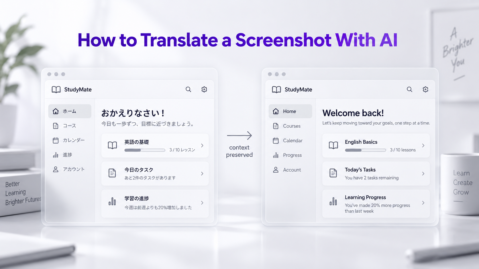 AI translating text inside a screenshot into another language