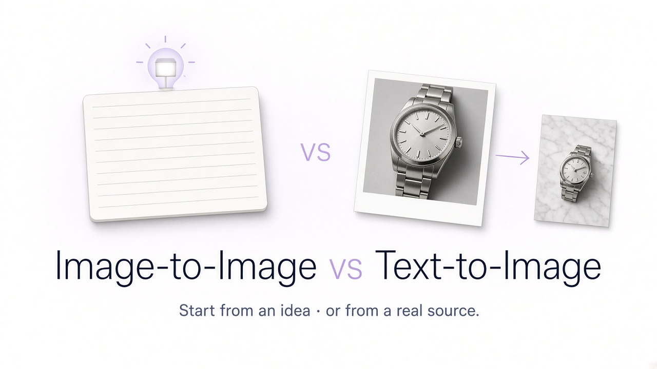 Image-to-image and text-to-image AI generation compared using visual examples