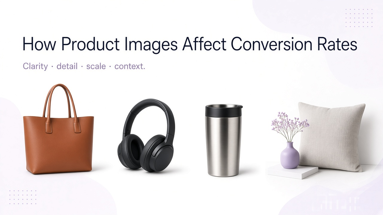 Ecommerce product image types: packshot, detail, scale, and lifestyle