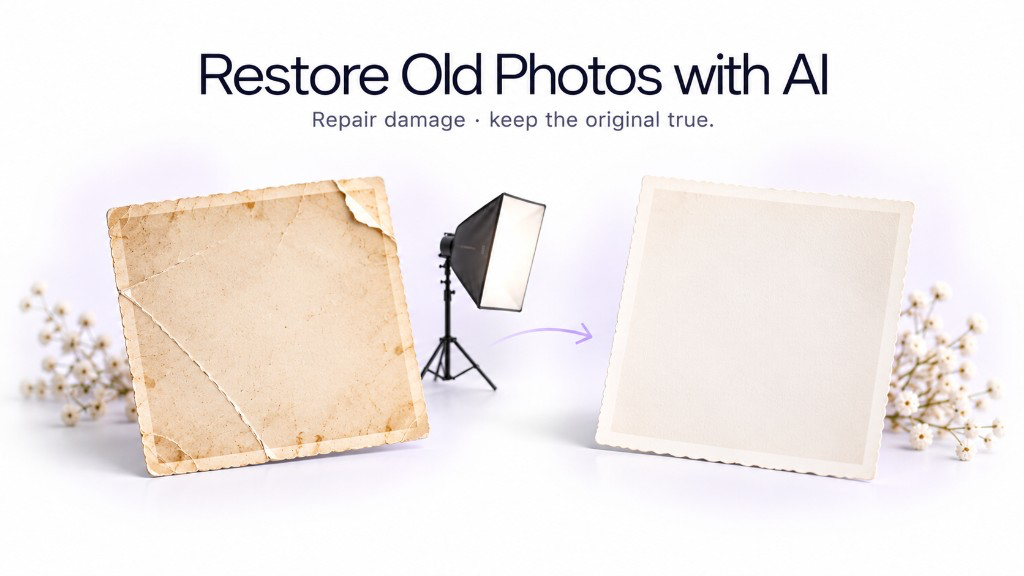 Old damaged family photograph restored with AI using GenImagePro