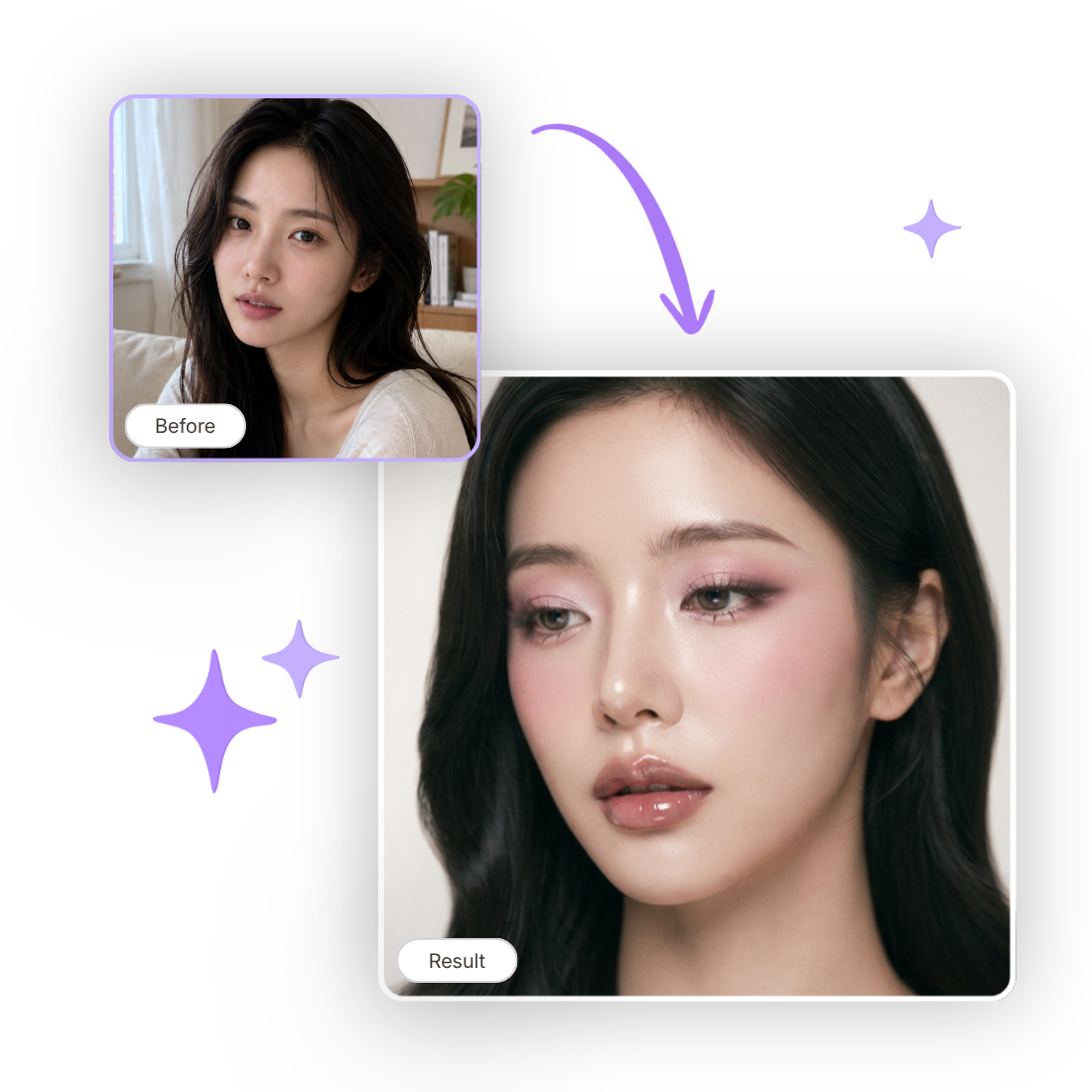 GenImagePro AI makeup generator landing page with ready-made makeup style templates for portraits
